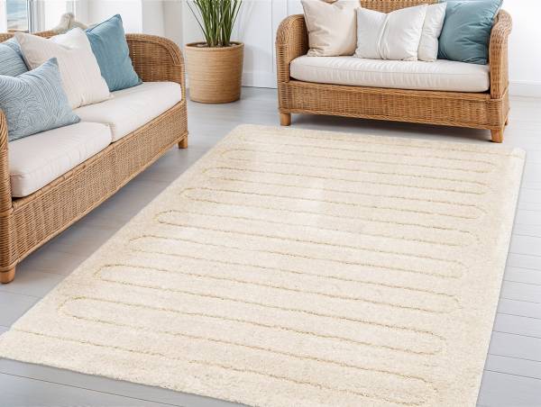 Hochflorteppich Mova Polyester - Weiß - 200 x 290 cm