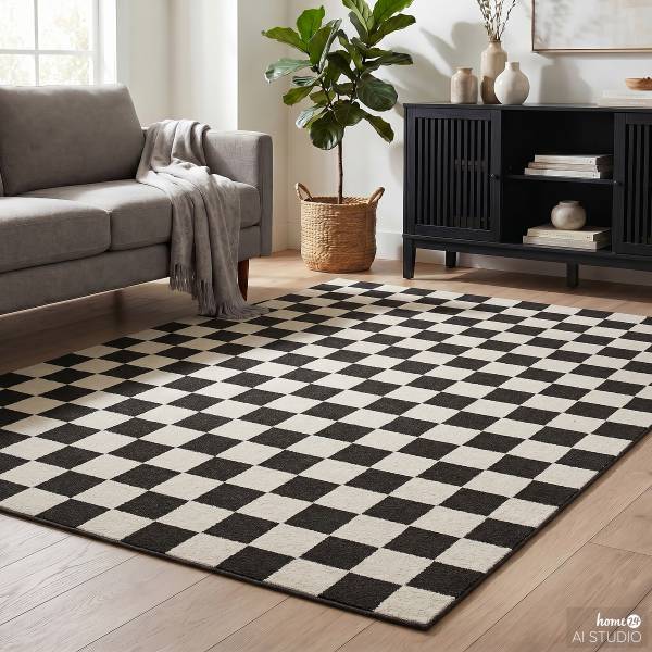 Kurzflorteppich Arina Polypropylen / Polyester - Weiß / Schwarz - 160 x 230 cm