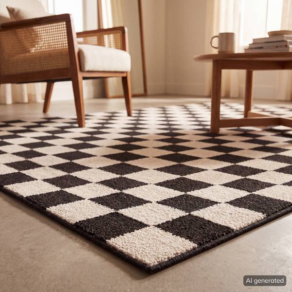 Kurzflorteppich Arina Polypropylen / Polyester - Weiß / Schwarz - 160 x 230 cm
