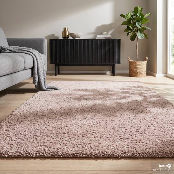 Hochflorteppich Lura Polypropylen - Pink - 140 x 200 cm