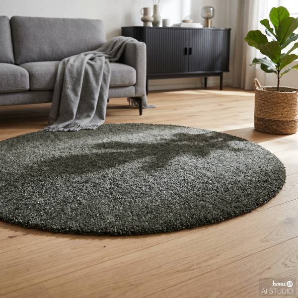 Tappeto pelo lungo Mava rotondo Polipropilene - Verde bosco - Diametro: 160 cm