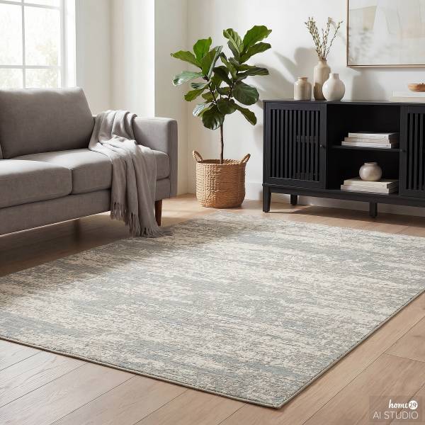 Tappeto pelo corto Noval Poliestere / iuta - Grigio blu - 160 x 230 cm
