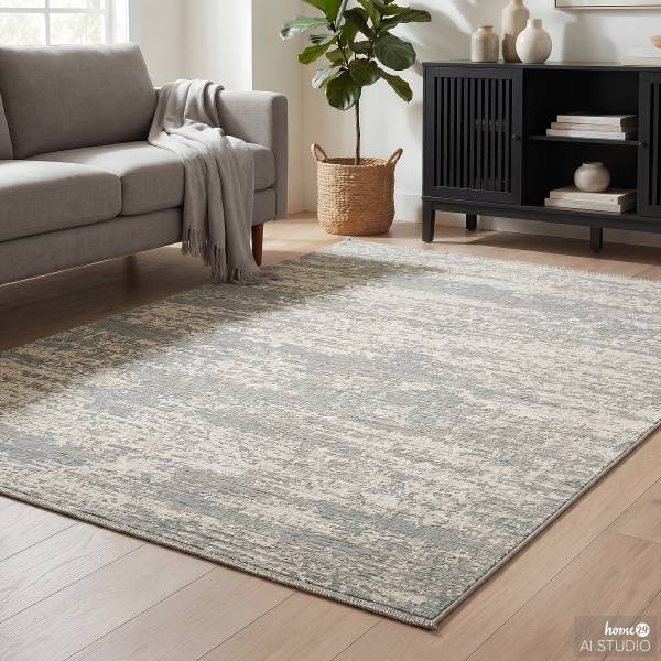 Tappeto pelo corto Noval Poliestere / iuta - Grigio blu - 160 x 230 cm