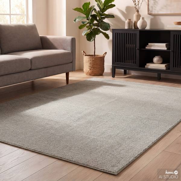 Tapis à poils courts Miral Polyester - Gris - 140 x 200 cm