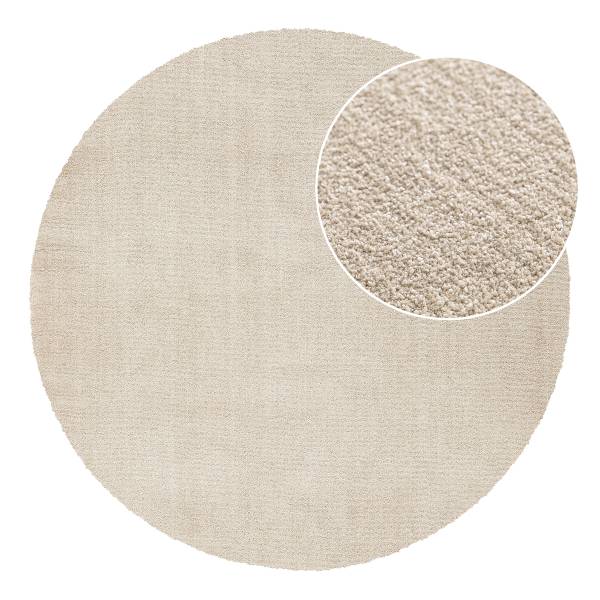 Kurzflorteppich Mirar rund Polyester - Beige - Durchmesser: 160 cm