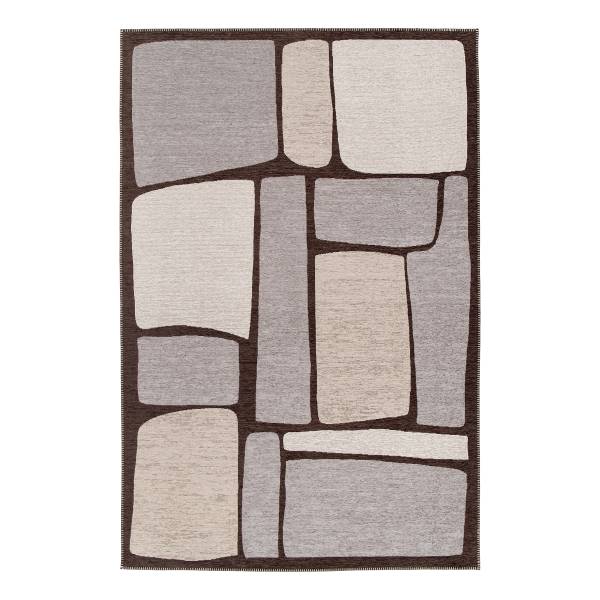 Kurzflorteppich Nera Polyester - Grau / Beige - 160 x 230 cm