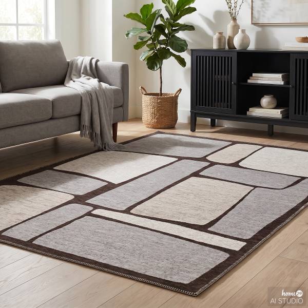 Kurzflorteppich Nera Polyester - Grau / Beige - 160 x 230 cm