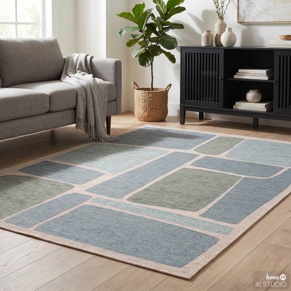 Kurzflorteppich Nera Polyester - Blau / Grün - 160 x 230 cm