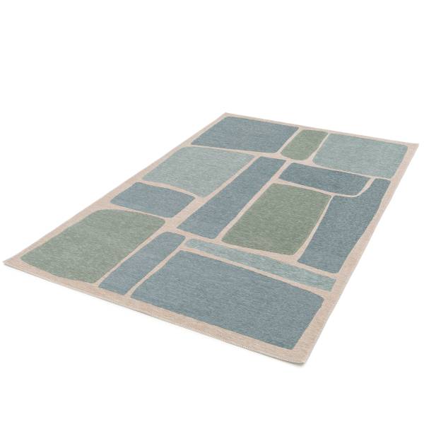 Kurzflorteppich Nera Polyester - Blau / Grün - 160 x 230 cm