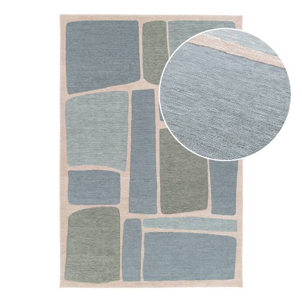 Kurzflorteppich Nera Polyester - Blau / Grün - 160 x 230 cm