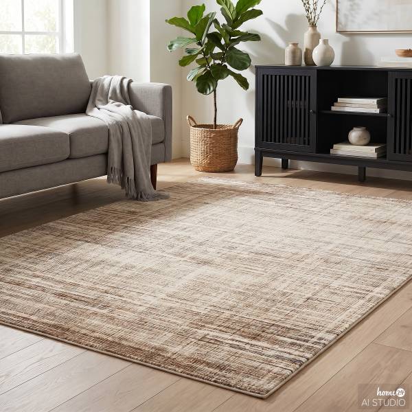 Kurzflorteppich Fira recyceltem Polyethylenterephthalat - Braun / Creme - 200 x 290 cm