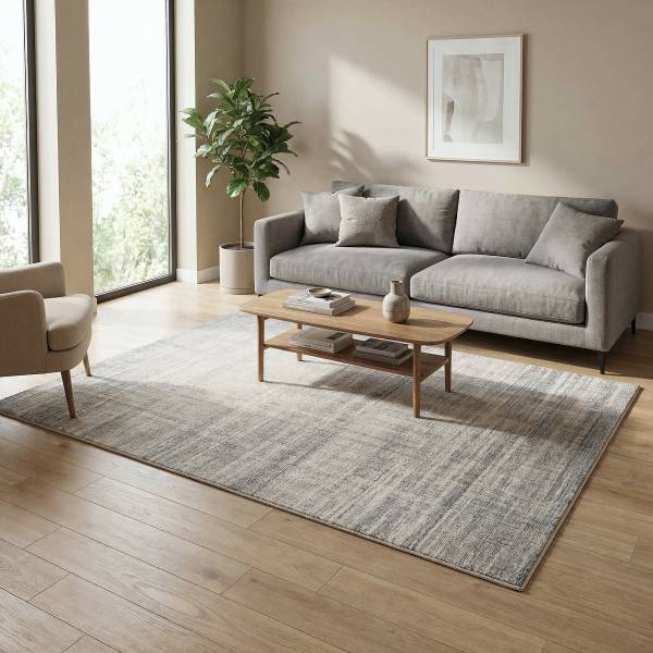 Kurzflorteppich Fira Grau / Creme - 200 x 290 cm