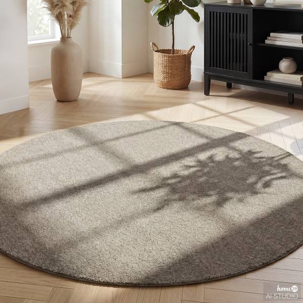Kurzflorteppich Miral rund Polyester - Grau - Durchmesser: 200 cm