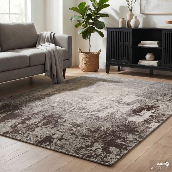 Kurzflorteppich Neke Polyester - Grau / Braun - 160 x 230 cm
