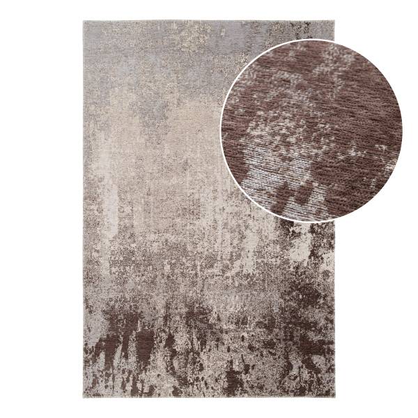 Kurzflorteppich Neke Polyester - Grau / Braun - 200 x 290 cm