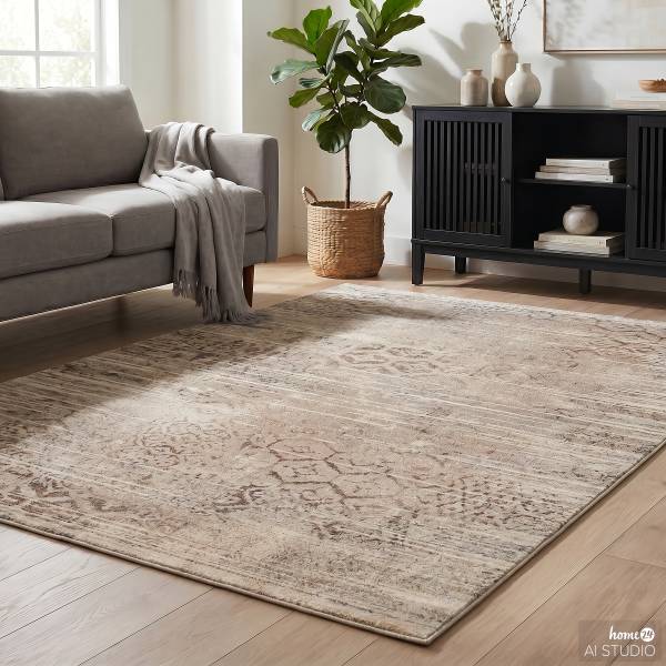 Tapis à poils courts Lano Polyéthylentéréphtalate recyclé - Beige - 200 x 290 cm