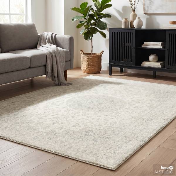 Kurzflorteppich Feya Polypropylen - Weiß / Grau - 160 x 230 cm