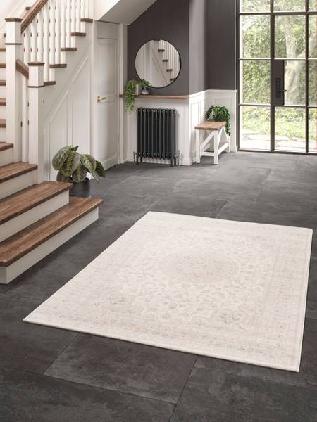 Kurzflorteppich Feya Polypropylen - Weiß / Grau - 160 x 230 cm