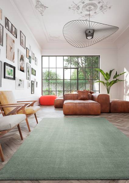Kurzflorteppich Mino Polyester - Hellgrün - 200 x 290 cm