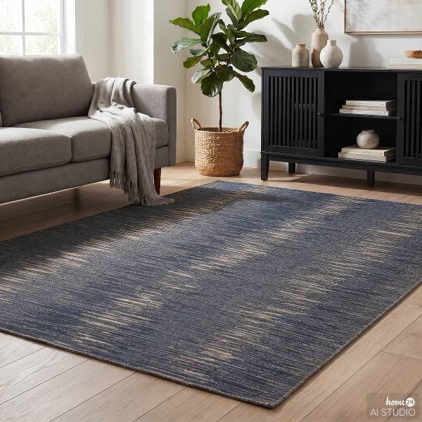 Kurzflorteppich Orie recyceltem Polyethylenterephthalat / Jute - Blau - 200 x 290 cm