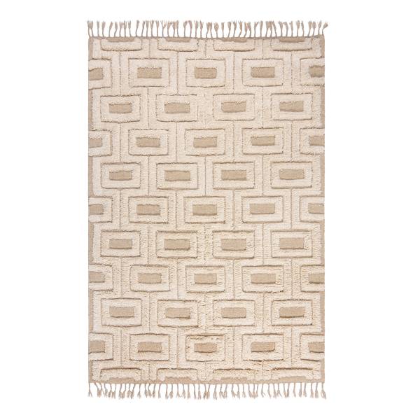 Hochflorteppich Greek Wolle - Creme - 120 x 170 cm