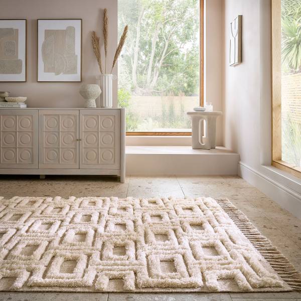 Hochflorteppich Greek Wolle - Creme - 120 x 170 cm