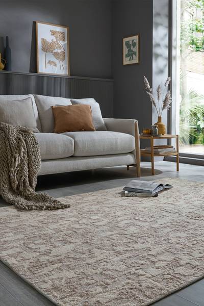Kurzflorteppich Connely Mischgewebe - Beige - 116 x 170 cm