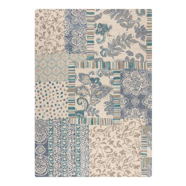 Wollteppich Eloise Wolle - Taubenblau / Creme - 200 x 290 cm
