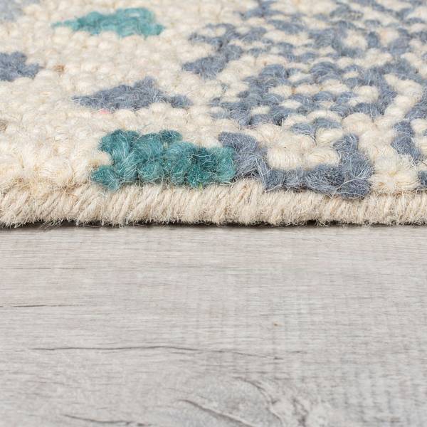 Wollteppich Eloise Wolle - Taubenblau / Creme - 200 x 290 cm