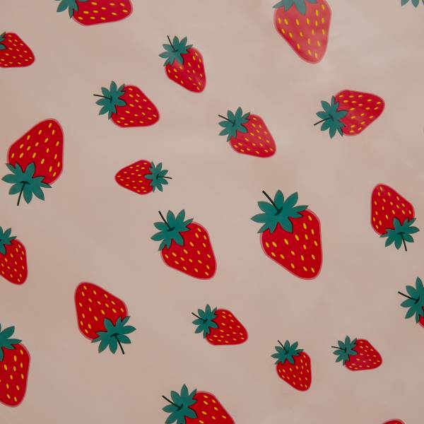 Wachstischdecke WATERPROOF Strawberry Polyester / EVA - Pink / Rot - 200 x 140 cm