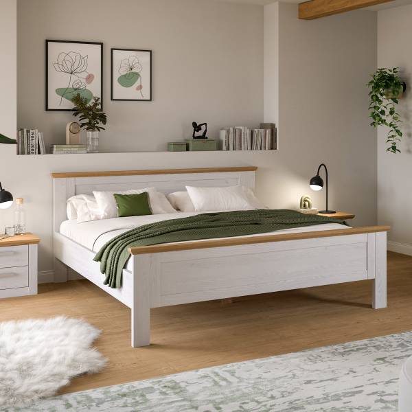 Struttura letto Verona Effetto rovere bianco / Effetto rovere