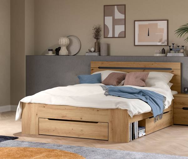 Bedframe Canu Artisan eikenhouten look - 140 x 200 cm
