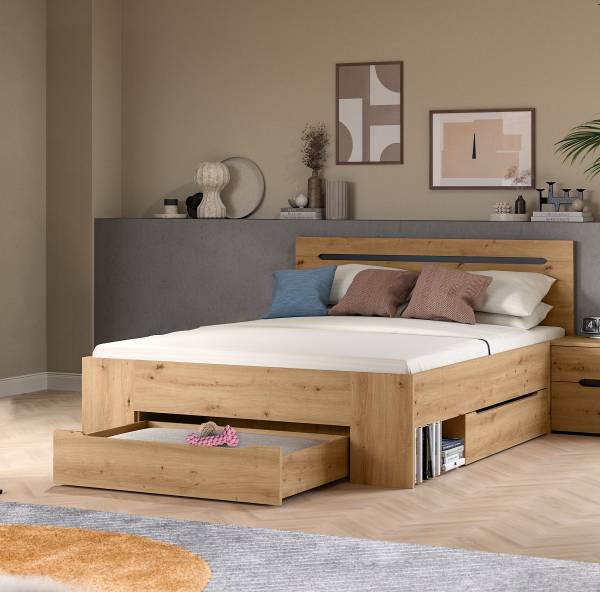 Bedframe Canu Artisan eikenhouten look - 140 x 200 cm