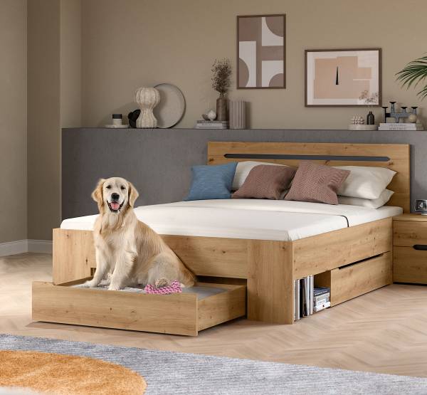 Bedframe Canu Artisan eikenhouten look - 140 x 200 cm