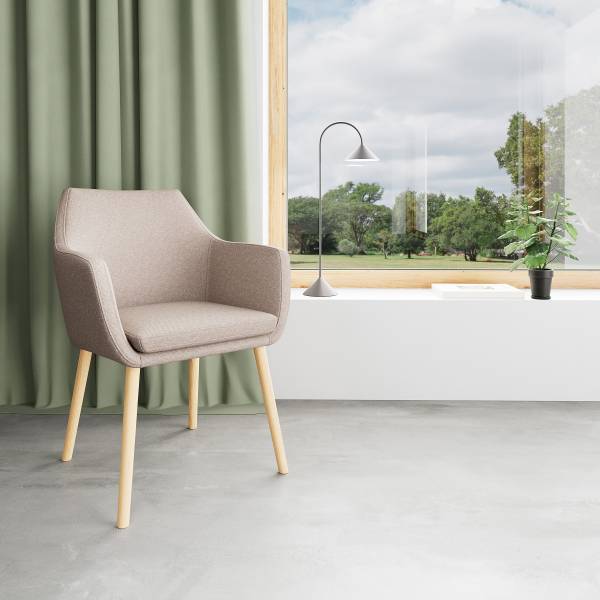 Armlehnenstuhl NICHOLAS XXL Webstoff Genia: Creme - 1er Set