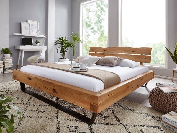 Letto Wadon - Testiera di legno rovere - 160 x 200cm - Metallo