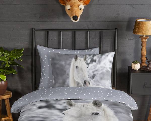 Linge de lit enfant Benoy flanelle - gris - 140 x 200/220 cm + oreiller 70 x 60 cm