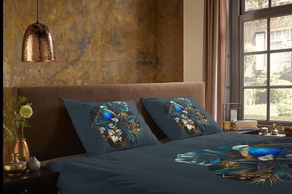 Microvezel beddengoed Yimbu microvezel - donkerblauw - 140 x 200/220 cm + kussen 70 x 60 cm