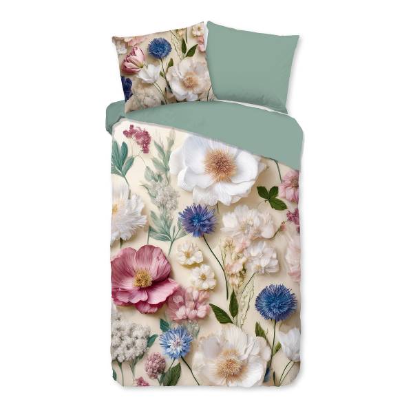 Biber-Bettwäsche Lurog Flanell - Sand - 140 x 200/220 cm + Kissen 70 x 60 cm