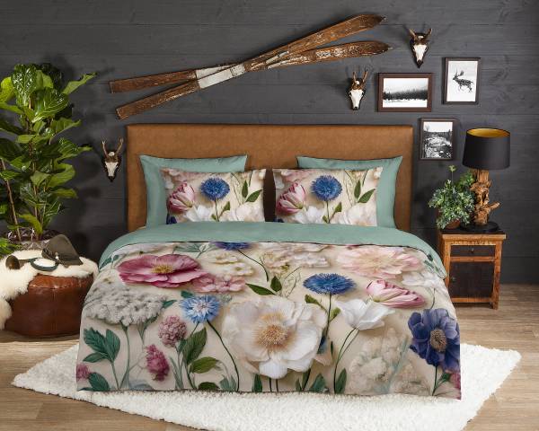 Biber-Bettwäsche Lurog Flanell - Sand - 140 x 200/220 cm + Kissen 70 x 60 cm