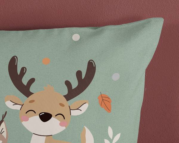 Kinderbettwäsche Pikri Renforcé - Grün - 140 x 200/220 cm + Kissen 70 x 60 cm