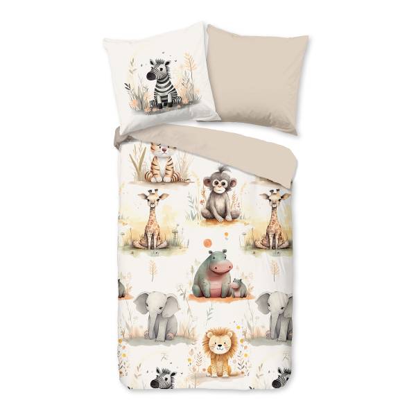 Kinderbeddengoed Dimbi microvezel - zandkleurig - 135 x 200 cm + kussen 80 x 80 cm