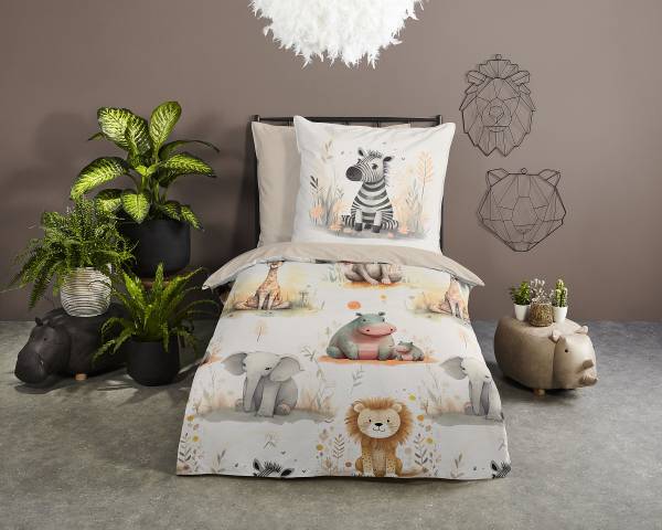 Kinderbeddengoed Dimbi microvezel - zandkleurig - 135 x 200 cm + kussen 80 x 80 cm