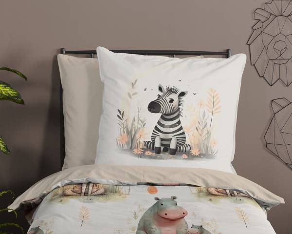 Kinderbeddengoed Dimbi microvezel - zandkleurig - 135 x 200 cm + kussen 80 x 80 cm
