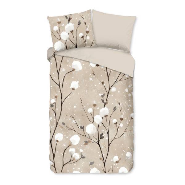 Linge de lit microfibre Nokko microfibre - sable - 140 x 200/220 cm + oreiller 70 x 60 cm