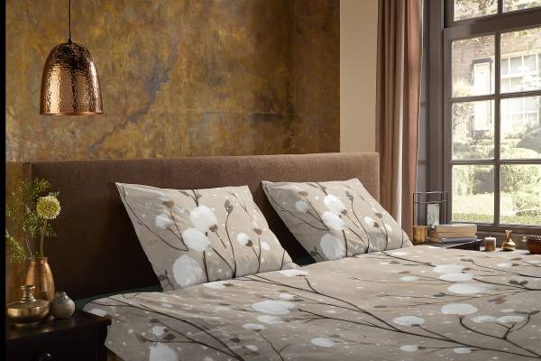 Linge de lit microfibre Nokko microfibre - sable - 140 x 200/220 cm + oreiller 70 x 60 cm