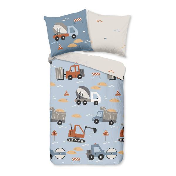 Kinderbettwäsche Ribou Renforcé - Hellblau - 135 x 200 cm + Kissen 80 x 80 cm