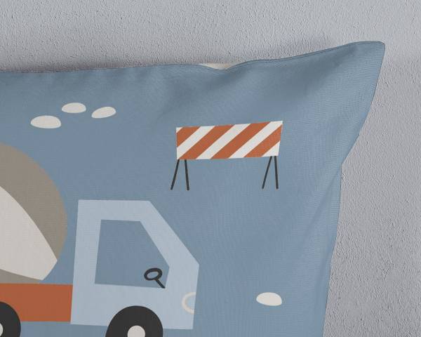 Kinderbettwäsche Ribou Renforcé - Hellblau - 135 x 200 cm + Kissen 80 x 80 cm
