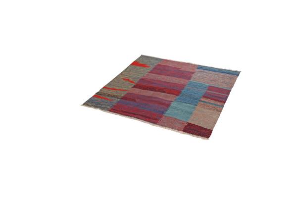 Kurzflorteppich Kelim Gashgai 1456715 Schurwolle - Blau / Rot