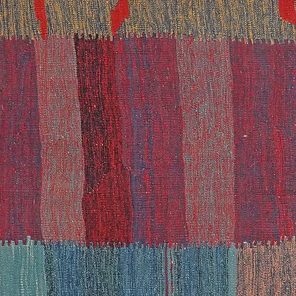 Kurzflorteppich Kelim Gashgai 1456715 Schurwolle - Blau / Rot